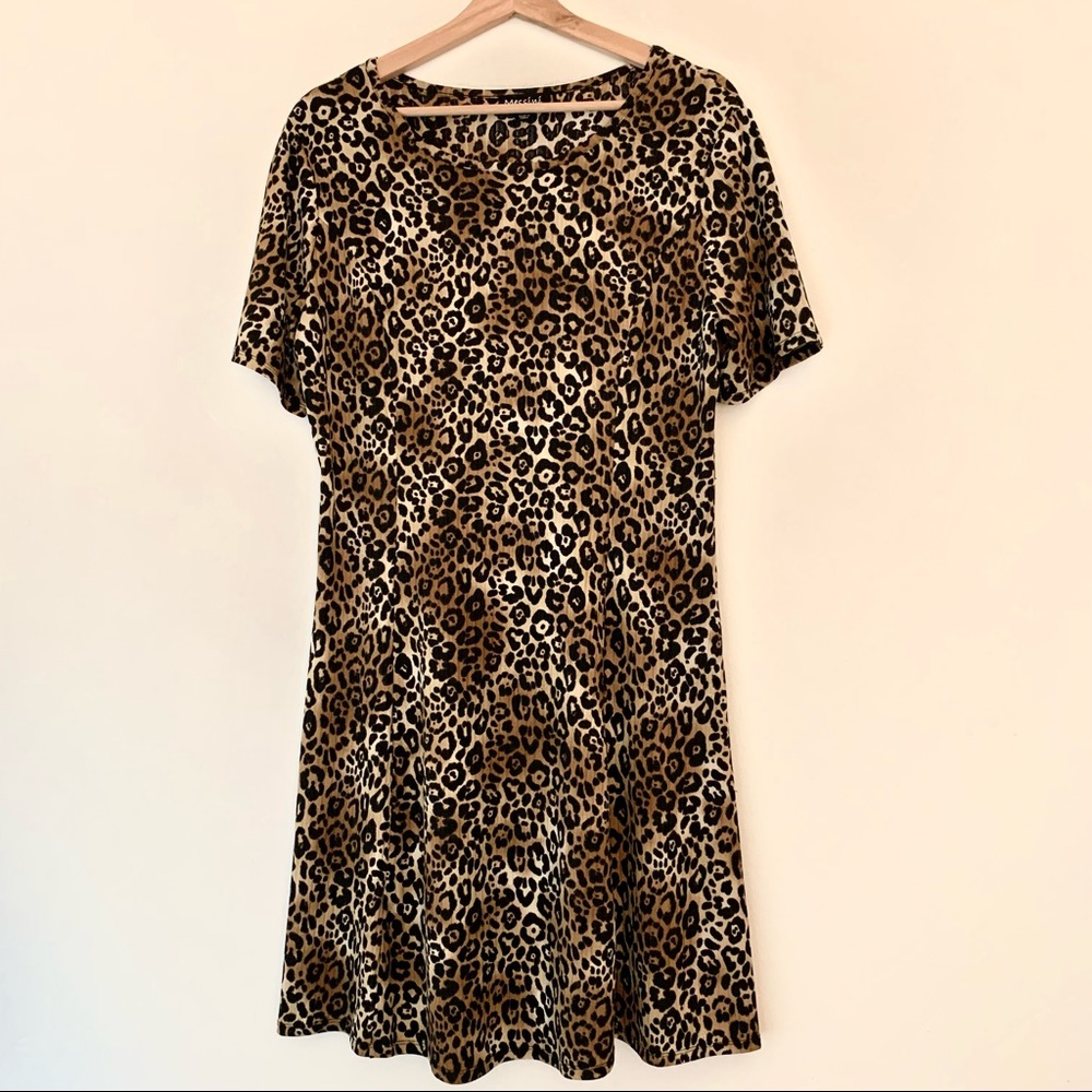 Messini Animal Print Short Sleeve Dress Size L